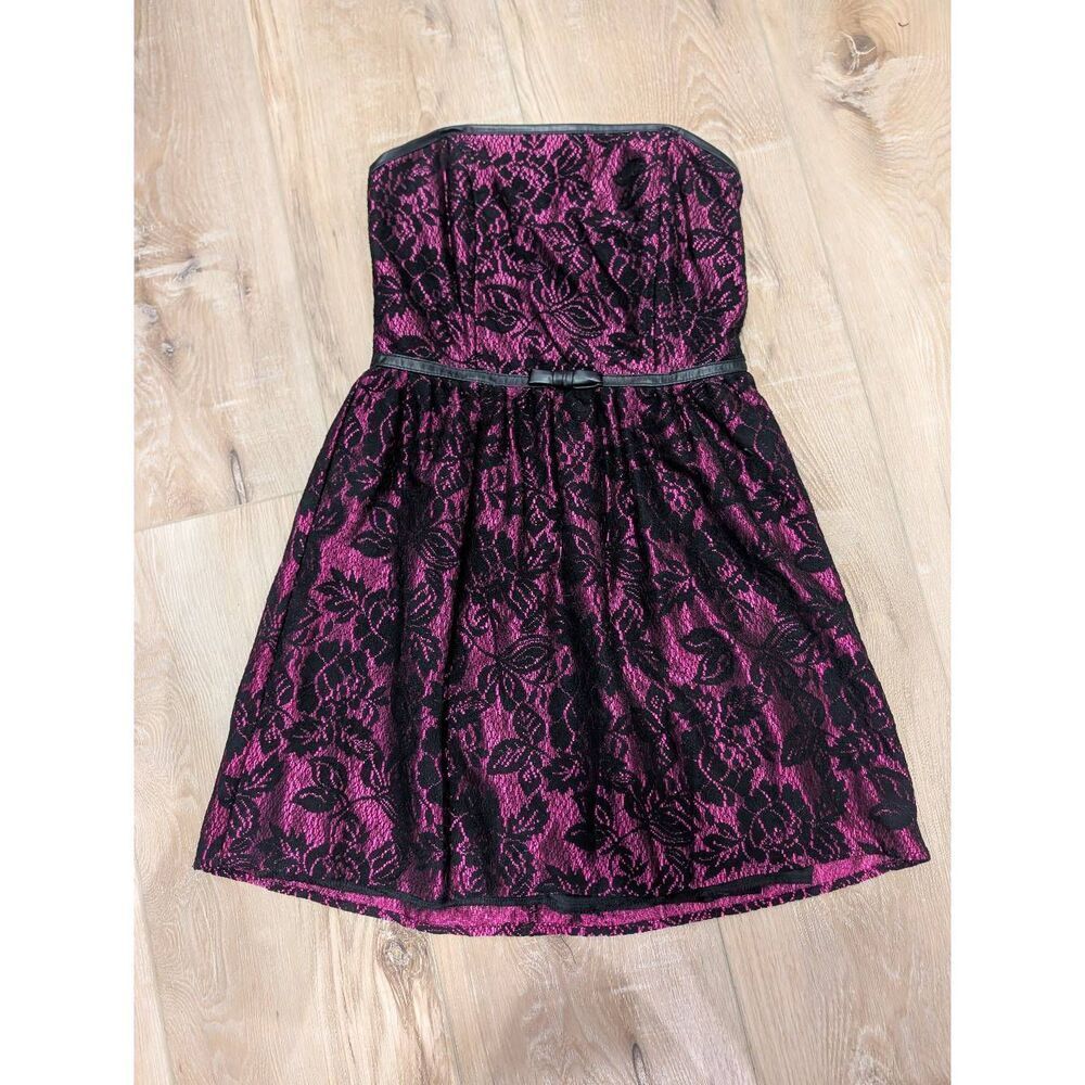 BeBop Strapless Lace Party Dress Junior Medium Pink Black Gothic Punk Fun